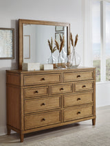 Sharlance Green/Brown Queen Upholstered Panel Bed, Dresser and Mirror (Online Special Price) - Ornate Home
