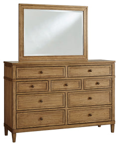 Sharlance Green/Brown Queen Upholstered Panel Bed, Dresser and Mirror - Ornate Home