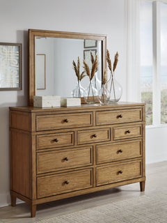 Sharlance Green/Brown Queen Upholstered Panel Bed, Dresser and Mirror - Ornate Home