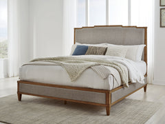 Sharlance Light Brown King Upholstered Panel Bed - Ornate Home