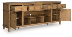 Sharlance Light Brown XL TV Stand w/Fireplace Option - Ornate Home