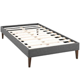 Sharon Gray Fabric Twin Bed Frame with Squared Tapered Legs - Ornate Home