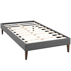 Sharon Gray Fabric Twin Bed Frame with Squared Tapered Legs - Ornate Home