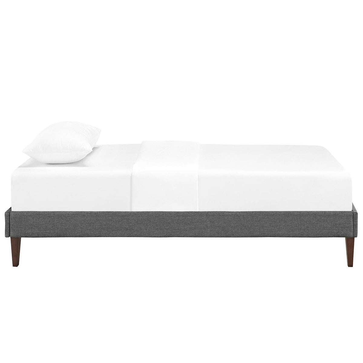 Sharon Gray Fabric Twin Bed Frame with Squared Tapered Legs - Ornate Home
