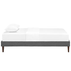 Sharon Gray Fabric Twin Bed Frame with Squared Tapered Legs - Ornate Home