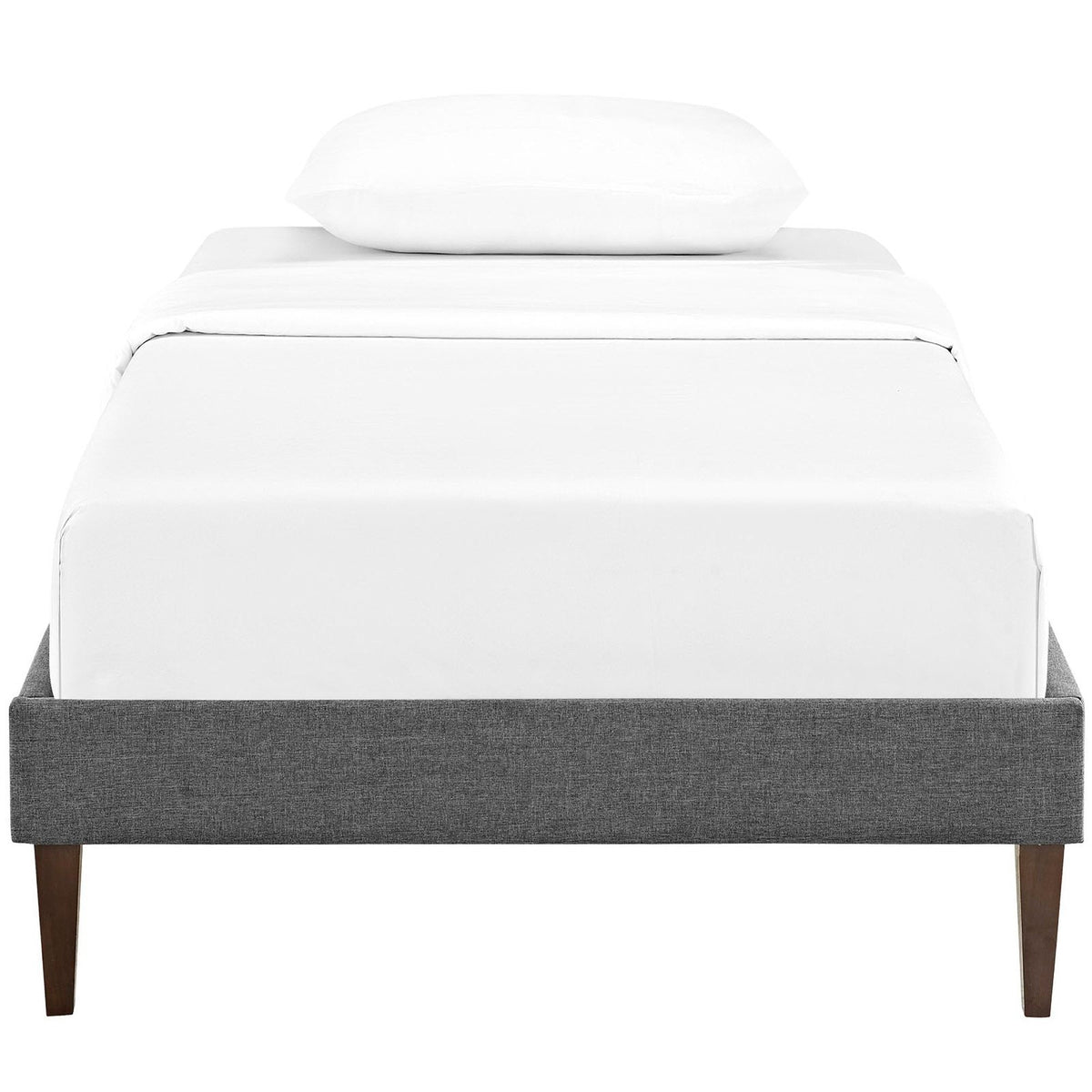 Sharon Gray Fabric Twin Bed Frame with Squared Tapered Legs - Ornate Home