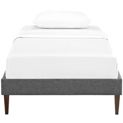 Sharon Gray Fabric Twin Bed Frame with Squared Tapered Legs - Ornate Home