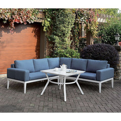 Sharon White/Blue Outdoor Sectional - Ornate Home