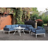 Sharon White/Blue Outdoor Sectional - Ornate Home