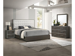 Sharpe Dark Grey Upholstered Panel Bedroom Set - Ornate Home