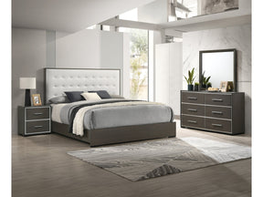 Sharpe Dark Grey Upholstered Panel Bedroom Set - Ornate Home