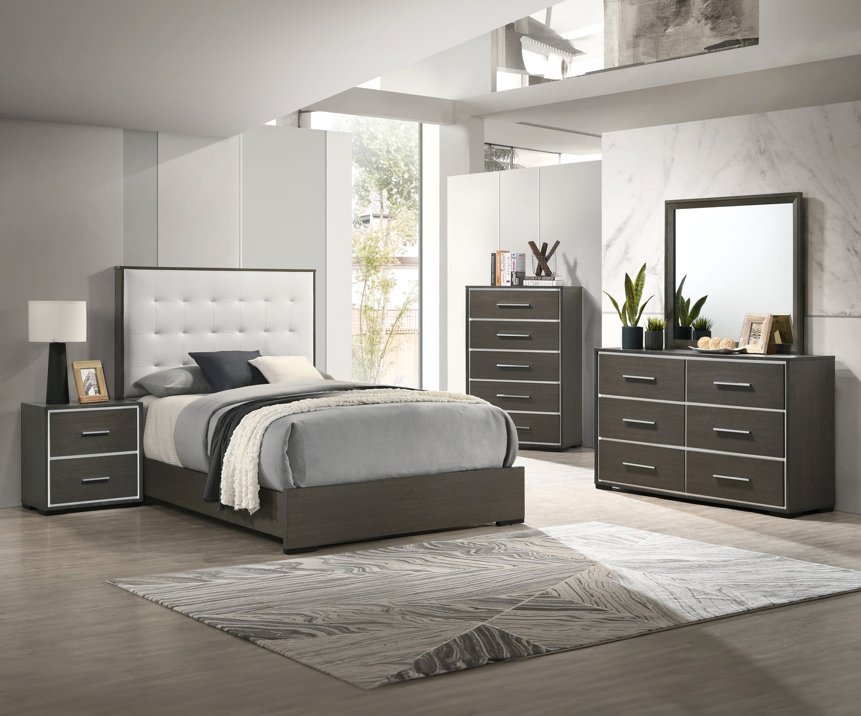 Sharpe Dark Grey Upholstered Panel Youth Bedroom Set - Ornate Home