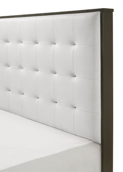 Sharpe Dark Grey/White Twin Upholstered Panel Bed - Ornate Home