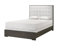 Sharpe Dark Grey/White Queen Upholstered Panel Bed - Ornate Home