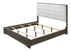 Sharpe Dark Grey/White Queen Upholstered Panel Bed - Ornate Home