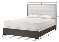 Sharpe Dark Grey/White King Upholstered Panel Bed - Ornate Home