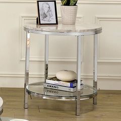 Shauna White/Chrome End Table - Ornate Home