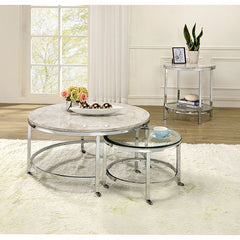 Shauna White/Chrome End Table - Ornate Home