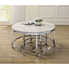 Shauna White/Chrome End Table - Ornate Home