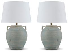 Shawburg Antique Green 2-Piece Lamp Set - Ornate Home