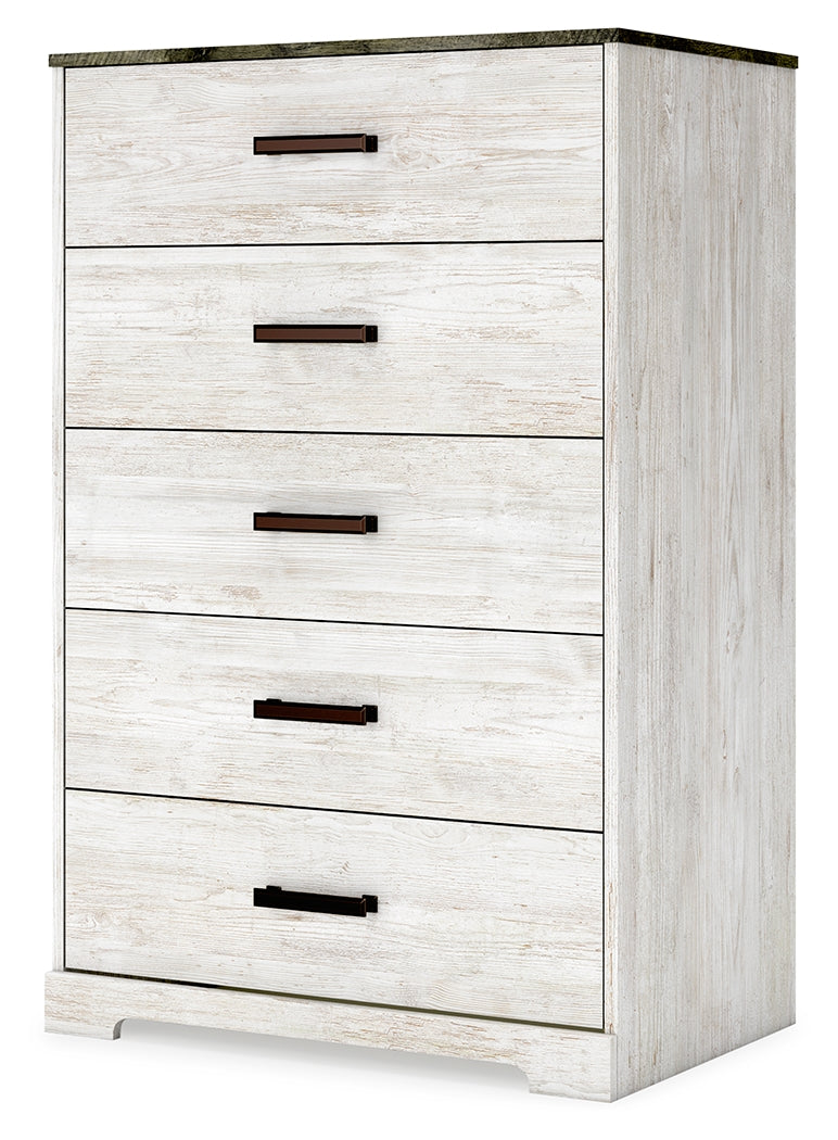 Shawburn Whitewash/Charcoal Gray Chest of Drawers - Ornate Home
