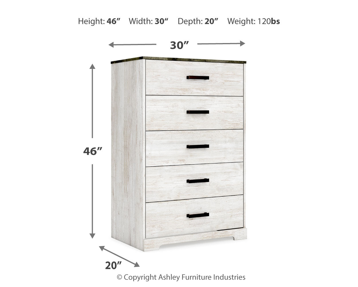 Shawburn Whitewash/Charcoal Gray Chest of Drawers - Ornate Home