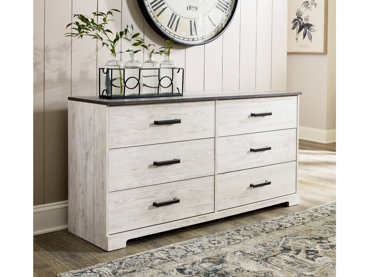 Shawburn Whitewash/Charcoal Gray Dresser - Ornate Home