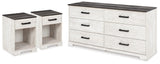 Shawburn Whitewash/Charcoal Gray Dresser and 2 Nightstands (Online Special Price) - Ornate Home