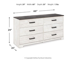 Shawburn Whitewash/Charcoal Gray Dresser and 2 Nightstands - Ornate Home