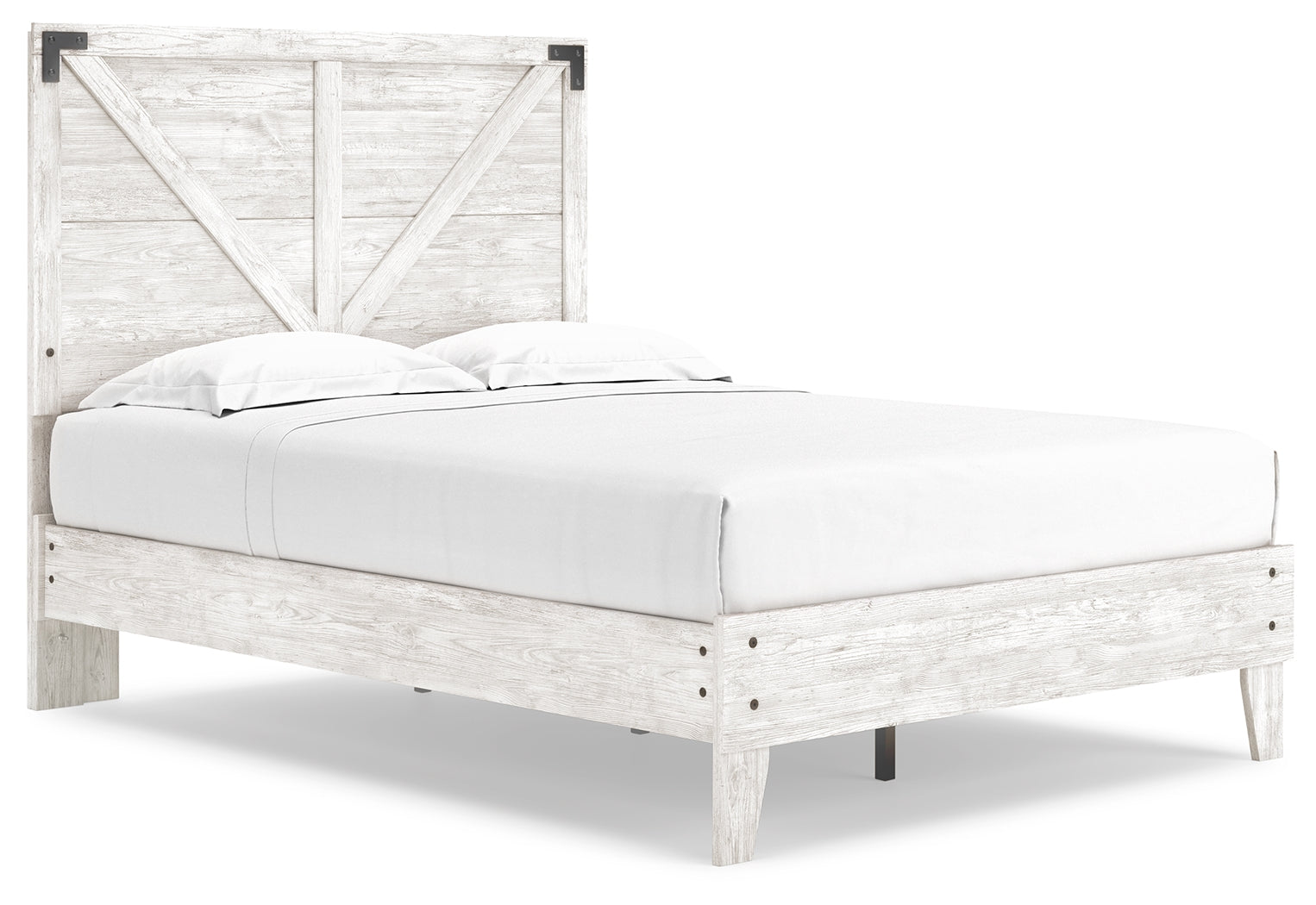 Shawburn Whitewash Full Crossbuck Panel Platform Bed - Ornate Home