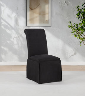 Shawna Black Upholstered Skirted Side Chair (Set of 2) - Ornate Home