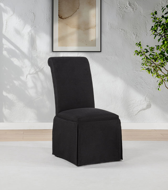 Shawna Black Upholstered Skirted Side Chair (Set of 2) - Ornate Home