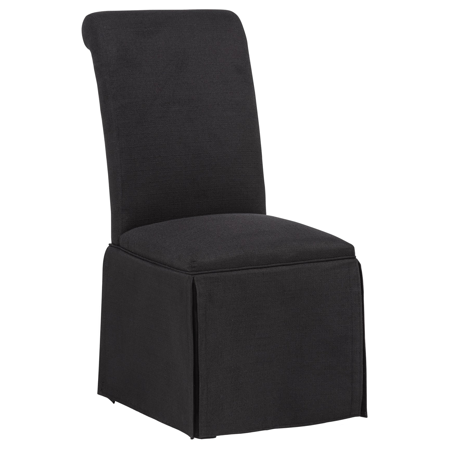 Shawna Black Upholstered Skirted Side Chair (Set of 2) - Ornate Home
