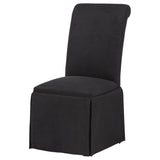 Shawna Black Upholstered Skirted Side Chair (Set of 2) - Ornate Home
