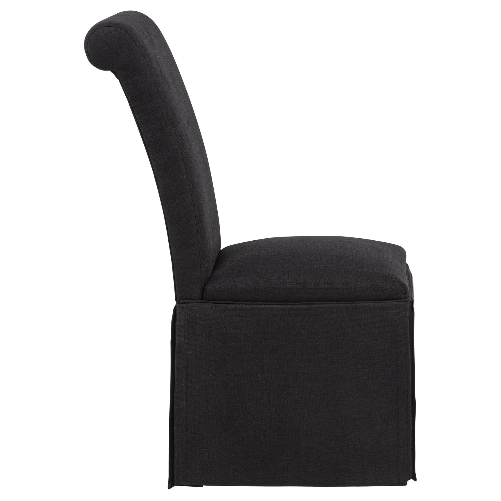 Shawna Black Upholstered Skirted Side Chair (Set of 2) - Ornate Home