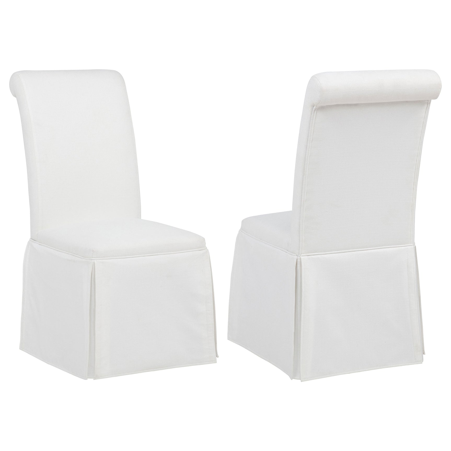 Shawna White Upholstered Skirted Side Chair (Set of 2) - Ornate Home