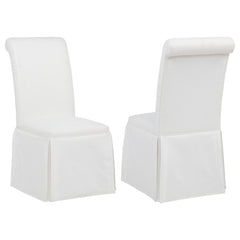 Shawna White Upholstered Skirted Side Chair (Set of 2) - Ornate Home