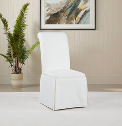 Shawna White Upholstered Skirted Side Chair (Set of 2) - Ornate Home