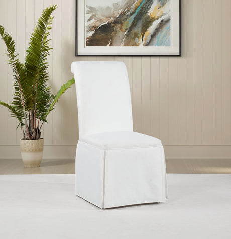 Shawna White Upholstered Skirted Side Chair (Set of 2) - Ornate Home