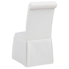 Shawna White Upholstered Skirted Side Chair (Set of 2) - Ornate Home
