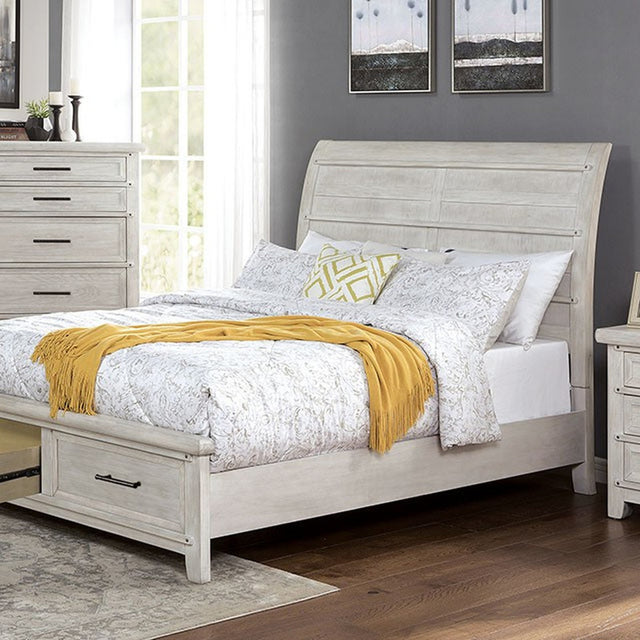 Shawnette Antique White Cal.King Bed - Ornate Home