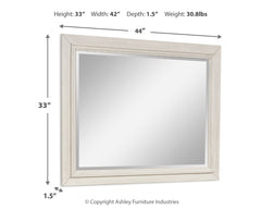 Shaybrock Antique White/Brown Bedroom Mirror - Ornate Home