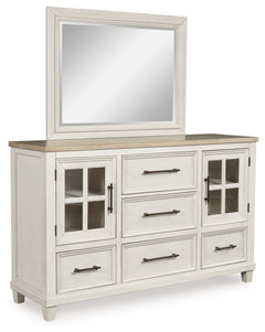 Shaybrock Antique White/Brown Dresser and Mirror - Ornate Home