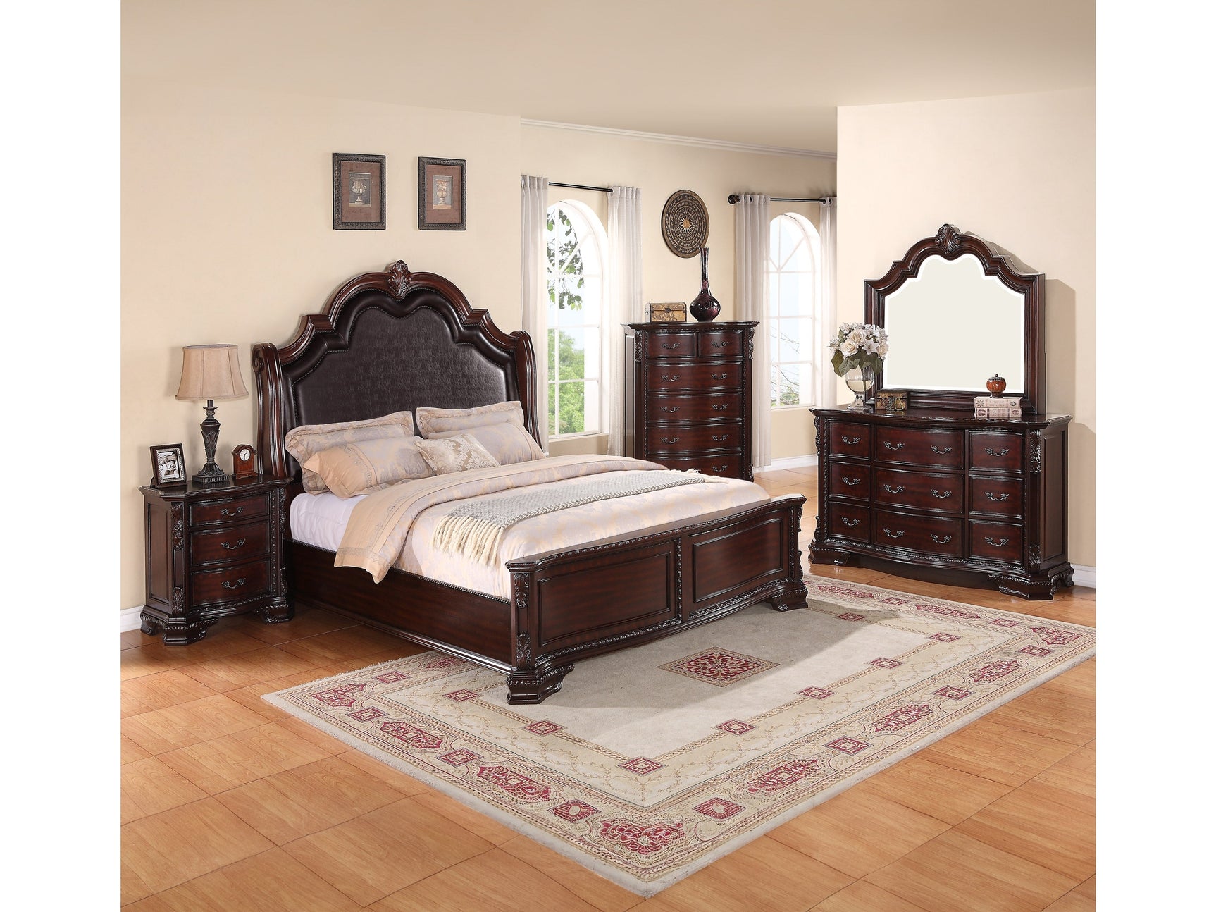 Sheffield Dark Cherry Panel Bedroom Set - Ornate Home