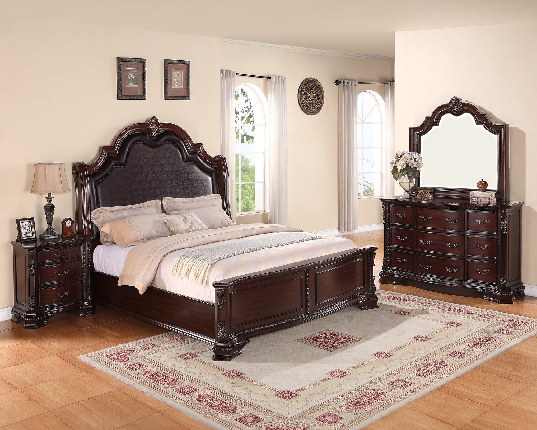 Sheffield Dark Cherry Panel Bedroom Set - Ornate Home