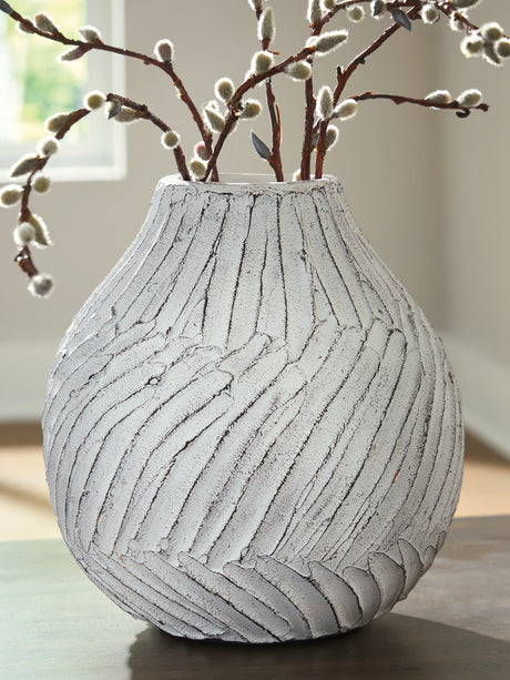 Shelvie Distressed White Vase - Ornate Home