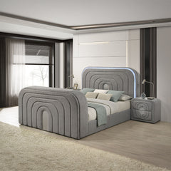 Shelyn Gray/Chrome Eastern King Bed - Ornate Home