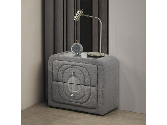 Shelyn Gray/Chrome Nightstand - Ornate Home