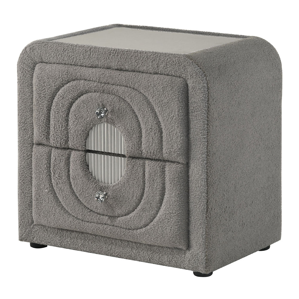Shelyn Gray/Chrome Nightstand - Ornate Home