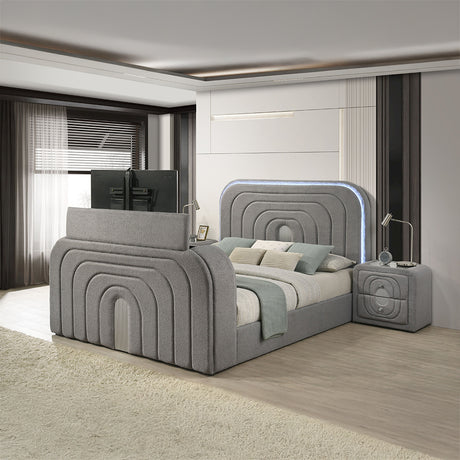 Shelyn Gray/Chrome Nightstand - Ornate Home